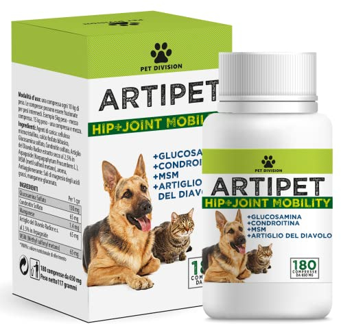 Gelenktabletten Hund - 180 hochkonzentrierte Tabletten mit MSM, Teufelskralle, Chondroitin und Glucosamin. Entzündungshemmend für Hunde, ideal zur Bekämpfung von Arthritis und Arthrose.