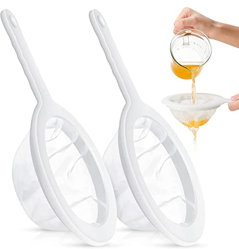 Sieb Filter, Nylon Sieb Mit Griff, 200/400 Mesh Ultrafeines Trichterfilter, Filterbeutel, wiederverwendbares Sieb Mit Rand Und Bequemen Rutschfesten Griffen, Für Saft, Milch, Kaffee