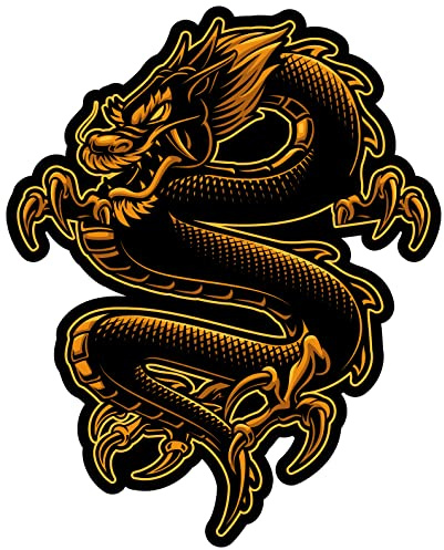 Samunshi Japanischer Drache Aufkleber Autoaufkleber für Motorrad Fahrrad Roller oder Auto Sticker Japan Ryu Kanji (12x15cm Japanischer Drache)