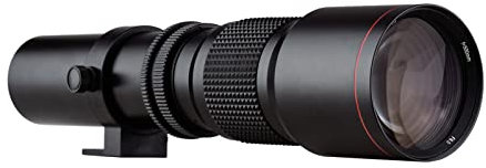 Andoer Super teleobiettivo per fotocamera 500mm Zoom manuale Obiettivo con attacco a T multistrato con filettatura da 1/4 di pollice di ricambio per fotocamere DSLR Canon Nikon Sony Fujifilm Olympus