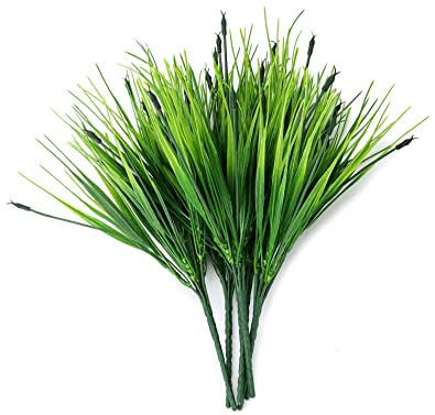 QWORK® 6PCS Herbes Artificielles Exterieur et Interieur, Fausse Plante Résistante aux UV pour Jardin, Maison, Bureau, Mariage, Fêtes