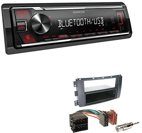 Kenwood KMM-BT209 1-DIN Autoradio Media Receiver Bluetooth USB AUX mit Einbauset passend für Smart ForFour 2004-2006 schwarz