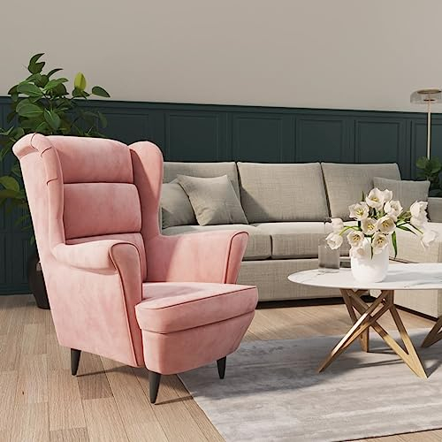 Hommdiy Ohrensessel Sessel Fernsehsessel Relaxsessel Polstersessel für Wohnzimmer Rosa Samt