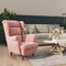 Hommdiy Ohrensessel Sessel Fernsehsessel Relaxsessel Polstersessel für Wohnzimmer Rosa Samt