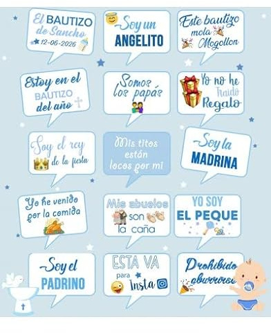 Burbujas de Bautizo de niño para photocall|Divertidos Mensajes|Fotos|Mensajes de Bautizo