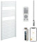 Bray Straight White R4 Wifi Thermostatic Electric Heated Towel Rail/Warmer/Radiator With Timer. Round Tube Ladder Design, 1200 x 500