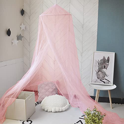 Eimilaly Betthimmel Moskitonetz, Betthimmel für Mädchen Zimmer Dekoration - Insektenschutz hängende Baldachin für Erwachsene, Babys, Camping im Freien, Pink