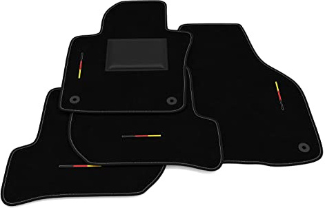 Fußmatten kompatibel mit VW Golf 5 2003-2009 3-5 Türer, Stickerei Flagge Kit, Automatten-Set, Teppich-Set, Autoteppich