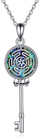 YFN Hekate-Halskette für Damen, Sterlingsilber, Rad der Hekate-Anhänger, Halskette, Wicca-Halskette, heidnische Göttin, Symbol, Halskette, heidnischer Schmuck, Geschenke