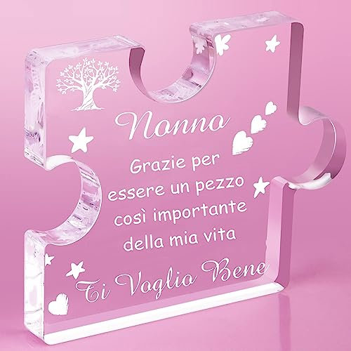 PulangRen Regalo Nonno, Regalo Nonno Compleanno, Puzzle a Blocchi in Acrilico Inciso, Regalo per Nonno, Idee Regalo Nonno, Regalo Festa del papà o Nonno, Regalo Nonni, Regalo Nonno Natale