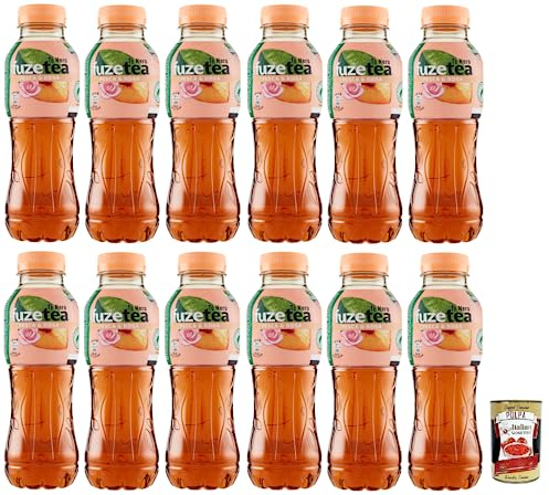 12x FUZE TEA Pesca,Schwarzer Tee Pfirsich- und Rosen Eistee,Erfrischungsgetränk,Alkoholfrei,Einweg-PET-Flasche 400ml + Italian Gourmet Polpa di Pomodoro 400g Dose