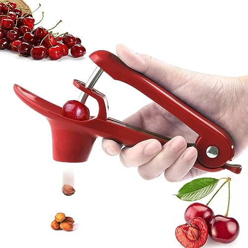 Togli Nocciolo Ciliegie, Snocciolatore Ciliegie, Snocciola Ciliegie con Gambo in Acciaio Inox e Coppa con Supporto in Silicone, Rimuovi Facilmente i Noccioli per Fare la Marmellata di Ciliegie