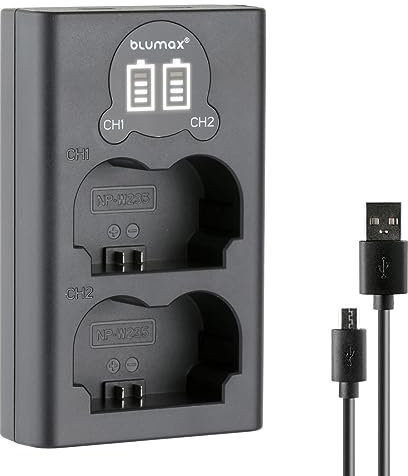 Blumax NP-W235 Mini Dual LCD Charger Compatible with Fujifilm GFX-100S X-H2 X-H2S X-T4 X-T5