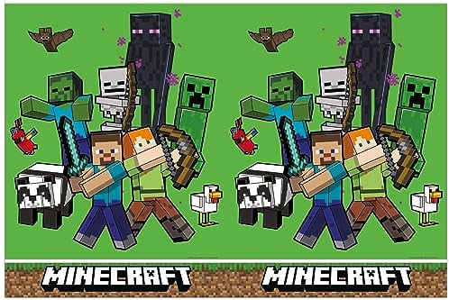 Tischdecke * Minecraft * als Deko für Kindergeburtstag und Mottoparty | Größe: 120x180cm, abwischbar, wiederverwendbar | Kinder Geburtstag Party Superheld Kinderheld