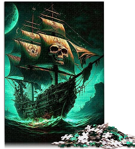 Puzzle für Erwachsene, Totenkopf-Piratenschiff, 1000 Teile, geeignet für Erwachsene und Kinder ab 12 Jahren, Papppuzzle, Geschenk für Geburtstage, Größe: 26 x 38 cm