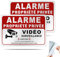 SINMAO Pancarte Alarme Maison Aluminium Brossé Adhésif 22 * 15cm Propriété Privée équipée d'une Alarme,Panneau Maison sous Vidéo Surveillance Alarme x2 pièces