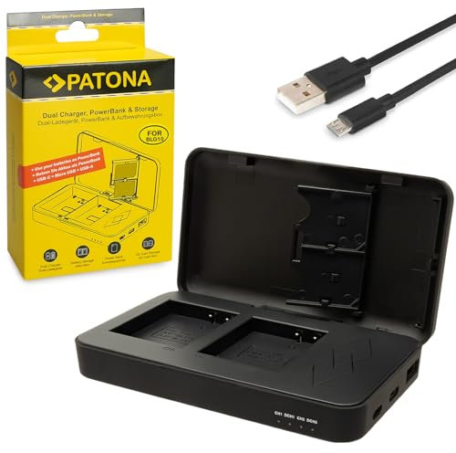 PATONA Dual Charger with Powerbank Function and Memory Card Storage Suitable for Panasonic DMW-BLE9 DMW-BLE9E DMW-BLG10 DMW-BLG10E DMC-GF6 Battery
