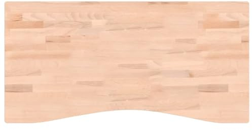vidaXL Schreibtischplatte, Tischplatte mit 4 abgerundeten Ecken, Arbeitsplatte Platte für Schreibtisch Esstisch, Holzplatte Bürotischplatte, 100x(45-50) x4 cm Massivholz Buche