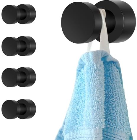 Flintronic Matte Handtuchhaken Schwarz, Selbstklebend oder Wand Montierbar Handtuchhalter, Kleiderhaken Modern mit Montagezubehör, Rostfreies Wandhaken Messing,Modernerhaken für Bad Küche Schlafzimmer