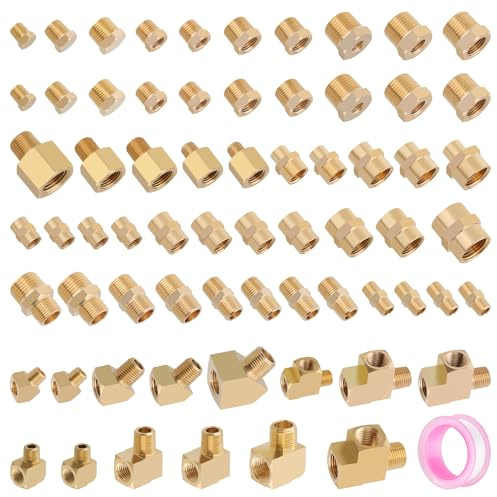 68PCS Brass Pipe Fitting & Adapters Assortment for Air/Fuel/Water/Oil Hose
