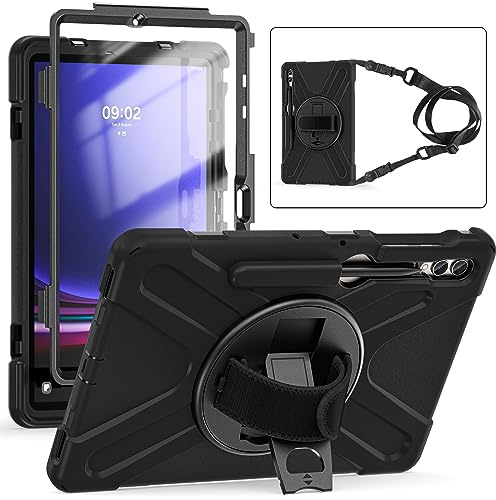 iCatchy Case for Samsung Galaxy Tab S10+ Plus 2024/ S9 FE+/ S9+ Plus 2023 /S8 Plus/ S7 Plus / S7 FE 12.4 Inch Heavy Duty Rugged Shockproof Cover Built-in Screen Protector with Hand Strap