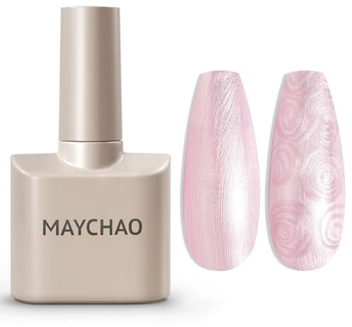 MAYCHAO 15ML Pearl Gel Nail Polish, Pearlescent Pink Shell Shimmer Mermaid Pink Gel Polish Soak Off UV LED Nail Lamp Curing Gel for Nail Art Manicure Salon DIY at Home, 0.5 OZ