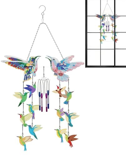Geonoy Diamond Painting Sonnenfänger Windspieleas Set, Beidseitig Diamond Painting Windspiele, Rotierender Windspiel Hängende Ornamente für Gartendekoration