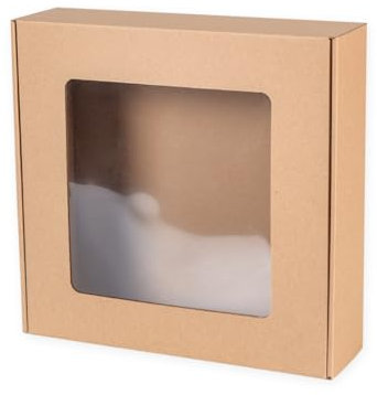Paxit - Geschenkbox mit Fenster 30 Stück, Pakete für Versand, Verpackungsmaterial Karton 300x300x50 mm, Elegant und Universal Kartons Versand mit Sichtfenster