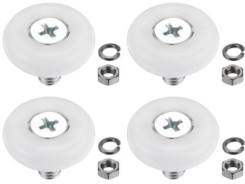 PATIKIL 25mm Drawer Rollers, 4 Set Nylon Positioning Pulleys Small Drawer Pulley Replacement Wheel with Spring Washer and Nut for File Cabinet Slides, White