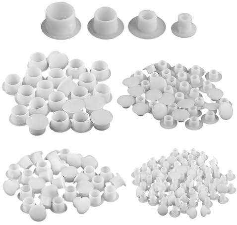 Neyared 120PCS Screw Caps White, 4 Sizes Plastic Screw Covers for Nail Holes Brackets Shelves