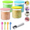 ZOYDP 4 Stück Creami Behälter für Ninja NC501 NC500, 800 ML Eisbehälter für Ninja Creami Deluxe Pints, Eiscreme Behälter für Ninja Eismaschine, mit Eisportionierer, Zubehör für Ninja Deluxe, BPA-Frei