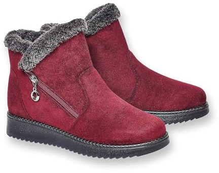 Coopers of Stortford MEMORY FOAM FAUX SUEDE BOOTS (Wine, UK Footwear Size System, Adult, Women, Numeric, Medium, 4)
