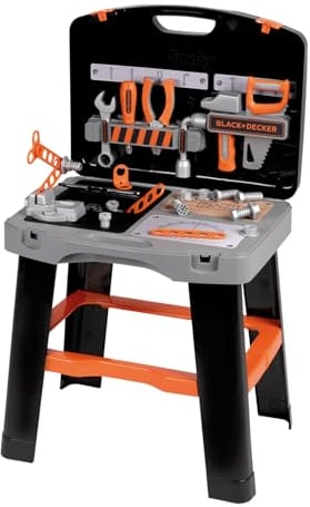 Smoby Banco de Trabajo Smoby Black & Decker en maletín, 33 Accesorios para martillar, taladrar y atornillar (7600360734)