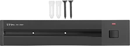 Yinhing 40cm Socket Track, 6000W Adjustable Socket Rail, Concealed Electrical Outlet Extender with Safety Cover, High Power Track System for Home Office Kitchen Cabinets (Black)