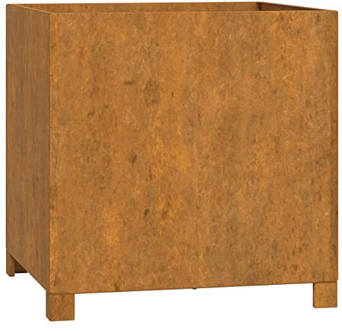 Makastle Jardinière en Rouillé Acier corten Lit Surélevé, Bac à Fleurs Jardin, Exterieur Plante Lit, Pot de Fleurs sur Pieds, Pot de Plantes, Exterieur Potager Jardin, 49x47x50 cm