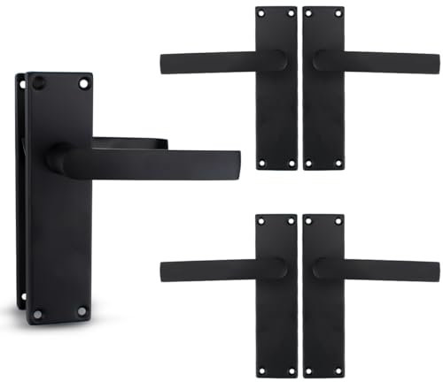 Bwintech 3 paia di maniglie a leva piatte nere, design classico vittoriano dritto, ideali per tutti i tipi di porte in legno, porte interne