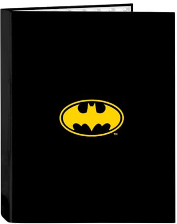 Safta Batman Game Over - Ordner mit 4 Ringen, ideal für Kinder verschiedener Altersgruppen, bequem und vielseitig, Qualität und Widerstandsfähigkeit, 26,5 x 33 cm, Schwarz, M, Lässig