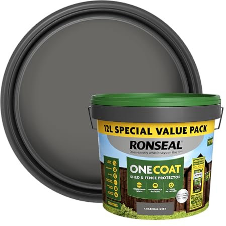 Ronseal One Coat Shed and Fence Protector Charcoal Grey 12L