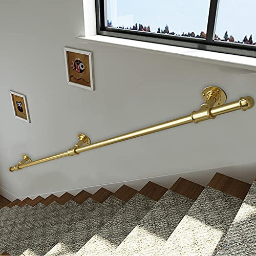 Ringhiera moderna della scala fissata al muro del ferro battuto dell'oro per i gradini dell'interno ed all'aperto 1m - 6m