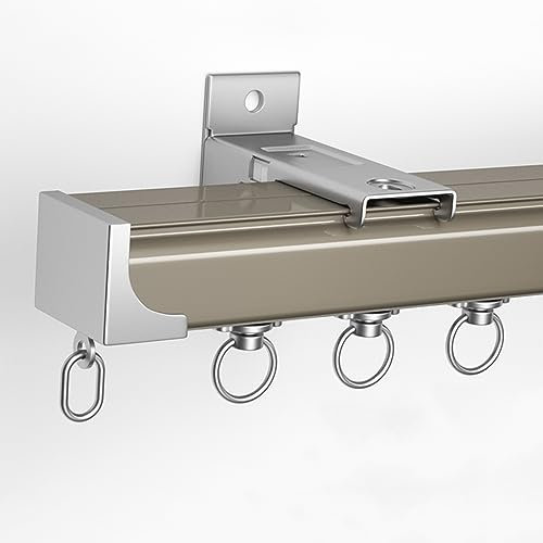 MYUYEE Vorhangschiene 1m-6m Decken- oder Wandmontage Gardinenstange Hochleistungs-Vorhangschiene Raumteiler Aluminium,Champagner-Wand-2,8m (2 * 1,4m)