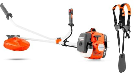 Husqvarna 122R Benzin-Rasentrimmer - 21,7cm³ 2-Takt Freischneider, 43 cm Schnittbreite, Tap 'n Go Kopf, Smart Start®, mit Doppelgurt