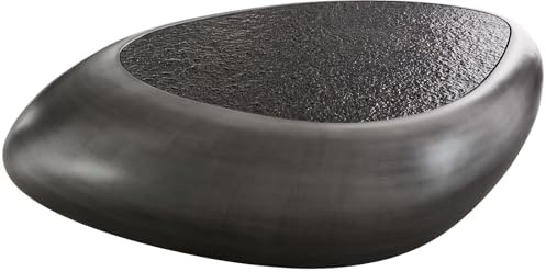 DELIFE Wohnzimmertisch Sagana Metallic Silber 120x80 cm mit Reliefglas Grau Couchtisch