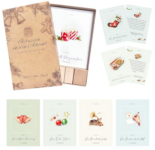 Achtsamkeits-Adventskalender 2025 für Frauen, 24 Affirmationskarten für Erwachsene, Motivationskarten für Selbstliebe, Geschenkidee für Weihnachten, Freundin, Mama, Kollegin (Rot)