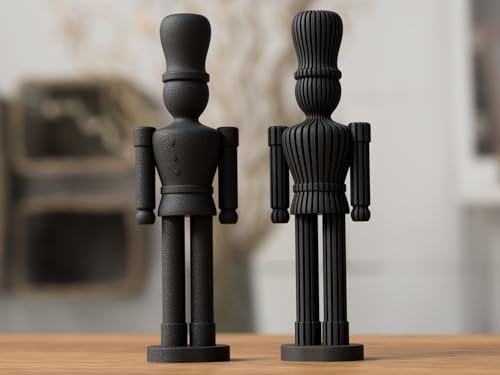 Alupedia Minimalistische Nussknacker Figuren – 3D-gedruckte Weihnachtsdekoration im modernen Design – Skandinavischer Stil für Festliche Tisch- und Wohnraumdekoration, Geschenkidee (Anthrazitschwarz)