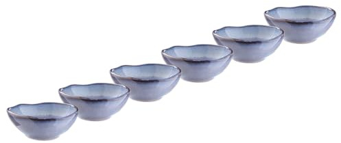 BUTLERS 6er-Set Dipschalen Steinzeug - ARTISAN - spülmaschinenfest | Farbe Blau - 50 ml - Snackschalen für Saucen & Dips - Tapas-Schälchen für Oliven & Antipasti