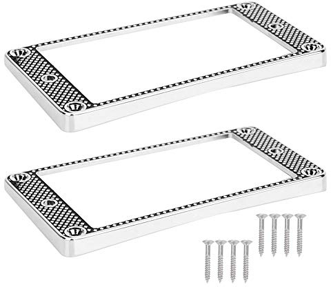 Humbucker Pickup Mounting Ring | Steel Frame for Electric Guitar | Replacement Guitar Pickup Ring/Humbucker Cover | Silver & Black, 2 Pack with Screws