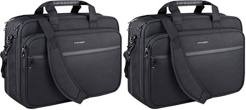 KROSER Laptop Bag Premium Laptop Briefcase Fits Up to 17.3 Inch Laptop Expandable Water-Repellent Shoulder Messenger Bag Computer Bag for Travel/Business/School/Men/Women-Black (Pack of 2)