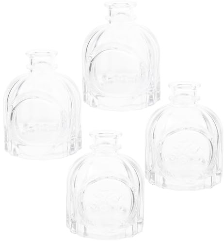 GRIRIW Flacons Diffuseurs Rechargeables en Verre 100ml, Lot de 4 Bocaux Aromatiques pour Huiles Essentielles, Rangement D'huiles et Décoration de Salle ou Événement