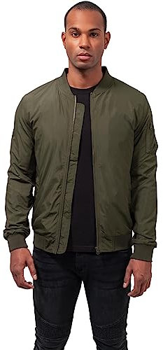 URBAN CLASSICS Giacca Bomber Uomo, Ottimo per le Mezze Stagiorni, Stile Old School, Giubbotto Corto, Vestibilità Ottimale, Colore: verde oliva, Taglia: M