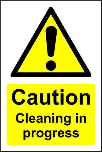 Caution cleaning in progress Safety sign - 1.2mm Rigid plastic 400mm x 300mm